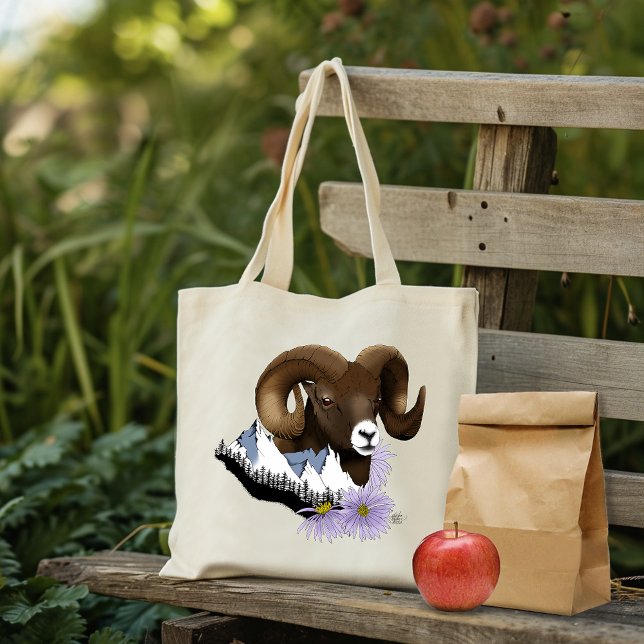 Tote Bag Bighorn Sheep Ram Green Mountains (Créateur téléchargé)