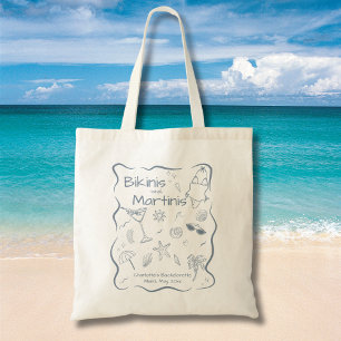 Tote Bag Bikinis Dessinés à la Main & Martinis Enterrement