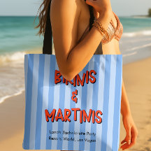 Bikinis Martinis Whimsical Dusty Blue Stripe Bach
