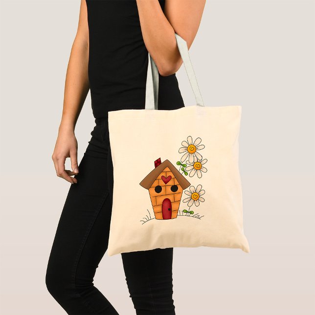 Tote Bag Birdhouse Et Fleurs (Créateur téléchargé)