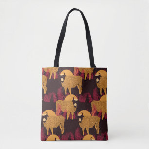 Tote Bag Bison dans un champ en haute herbe sans soudure mo