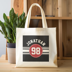 Tote Bag Black and Red Sports Jersey Nom personnalisé Numér