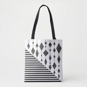 Tote Bag Black and white, abstract, geometric, simple, scan