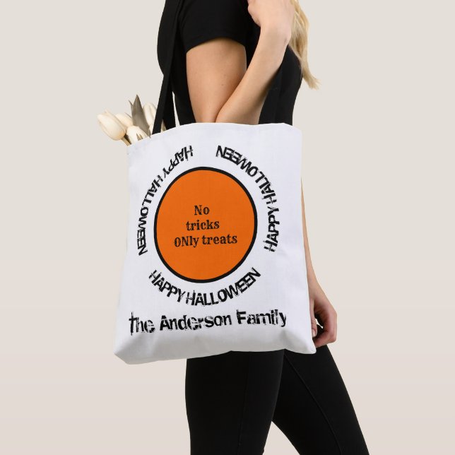Tote Bag Black Blanc Orange Éffrayant Moderne Joyeux Hallow (De près)