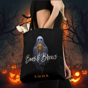 Tote Bag Black Boos & Brews Fantôme Halloween