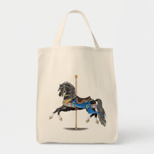 Tote Bag Black Carousel Horse
