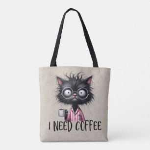 Tote Bag Black Cat Besoin de café Fourre-tout