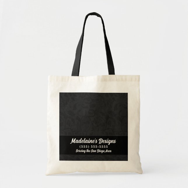 Tote Bag Black Damask Entreprise personnalisée (Devant)