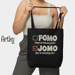 Tote Bag Black Funny FOMO JOMO cochez la case Introvert