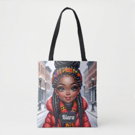 Tote Bag Black girl African American avec tresses