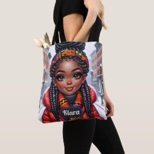 Tote Bag Black girl African American avec tresses