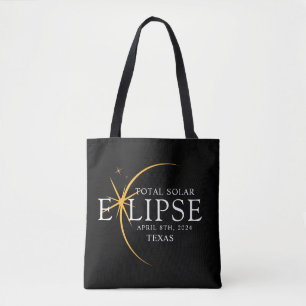 Tote Bag Black & Gold 2024 Texas Total Solar Eclipse