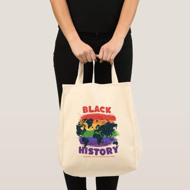 Tote Bag Black History Month Rainbow World Map Unity Change (Devant (produit))