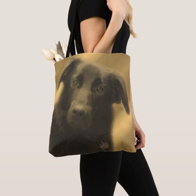 Tote Bag Black Labrador Retriever Chien Art (De près)