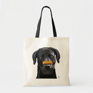Tote Bag Black Labrador With Bone on Nose 2
