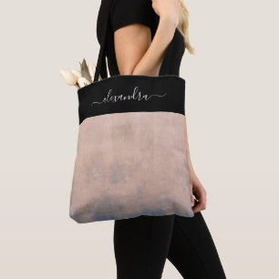 Tote Bag Black Rose Gold Blue rustique élégant personnali