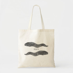 Tote Bag Black spotted moray eel cartoon