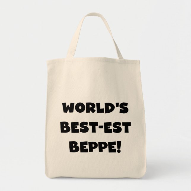 Tote Bag Black Text Meilleurs T-shirts et cadeaux de Beppe (Devant)