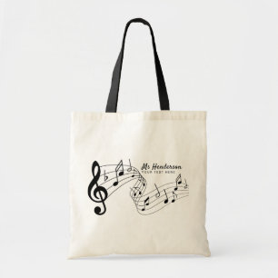 Tote Bag Black & White Custom Text Music Enseignant/Étudian