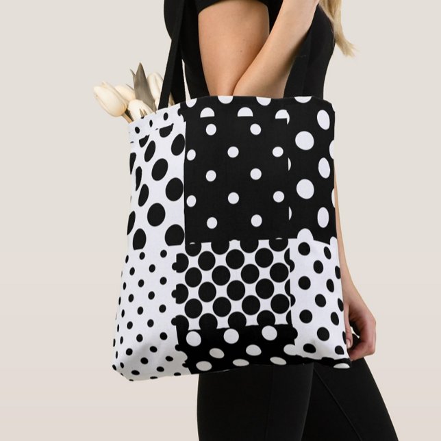 Tote Bag Black White Fashion Polka Dots Style Design  (Créateur téléchargé)
