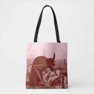 Tote Bag Black & White Vintage Paris Photo Gargoyle Fourre-