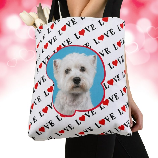 Tote Bag Blanc classique AMOUR Motif photo personnalisée (Créateur téléchargé)