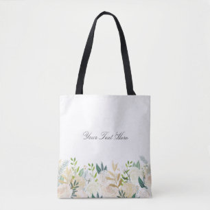 Tote Bag Blanc fait sur commande floral de Fourre-tout des