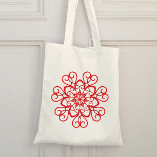 Tote Bag Blanc Rouge Décoratif esthétique Élégant Noël