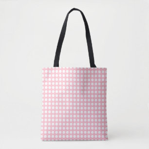 Tote Bag Blanc sur rose moyen Motif Pois horizontal