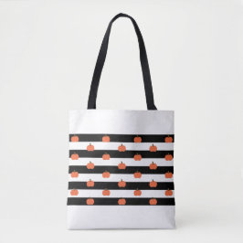 Tote Bag Blancs et Blancs avec Citrouilles - Halloween