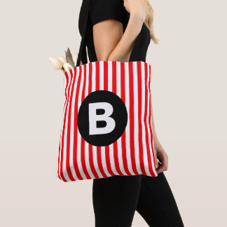 Tote Bag Blancs rouges Verticaux Noir Monogramme