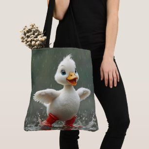 Tote Bag Bleu blanc éclaboussant dans une flaque de pluie