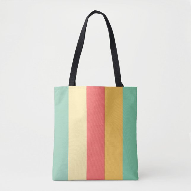 Tote Bag Bleu bleu rose jaune rétro (Devant)