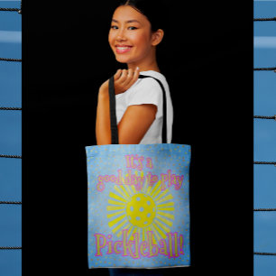 Tote Bag Bleu Bonne Journée Pour Jouer Au Pickleball