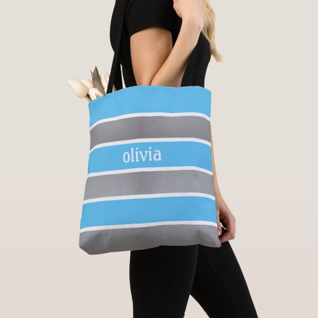 Tote Bag Bleu clair et argent (De près)