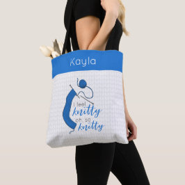 Tote Bag Bleu Clair Je Sens Knitty, Oh Tellement Knitty