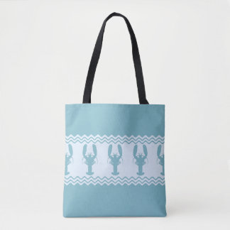 Tote Bag Bleu Côtier Bandes de Homard
