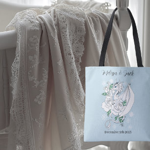 Tote Bag Bleu des flocons de neige du dragon blanc d'hiver