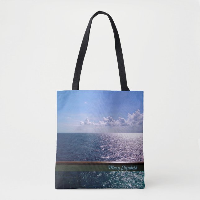 Tote Bag Bleu d'océan personnalisé (Devant)
