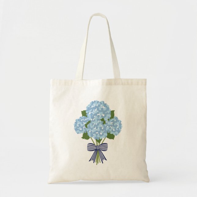 Tote Bag Bleu et blanc Hydrangea, Grand-milliénaire Chic Fo (Devant)