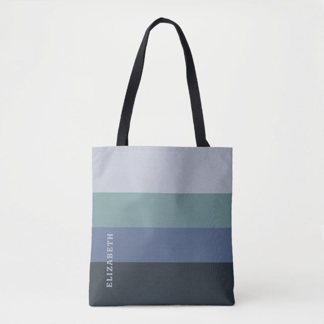 Tote Bag Bleu et Gris Motif (Devant)