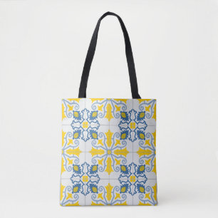 Tote Bag Bleu et jaune joli carrelage portugais motif