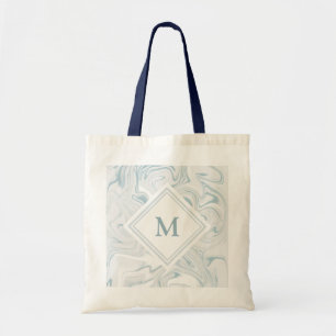 Tote Bag Bleu et Marbre blanc avec Monogramme Diamant