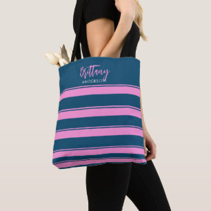 Tote Bag Bleu et rose Motif personnalisé