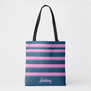 Tote Bag Bleu et rose Motif personnalisé