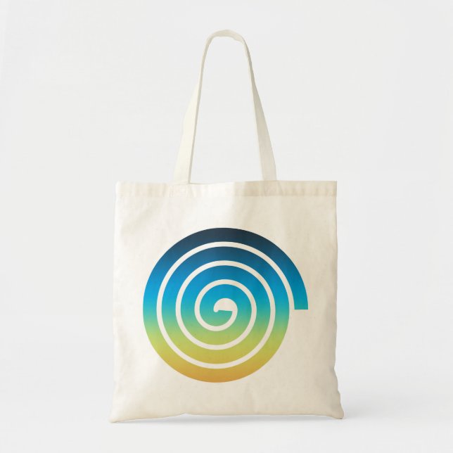 TOTE BAG BLEU ET VERT EN SPIRALE (Devant)