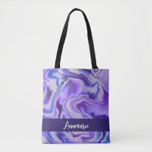Tote Bag Bleu et violet élégant marbre Abstrait personnalis