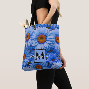 Tote Bag Bleu floral bleu tournesol bleu marguerite personn