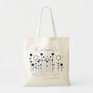 Tote Bag Bleu Floral Point de mariage Jour de survie Kit sa