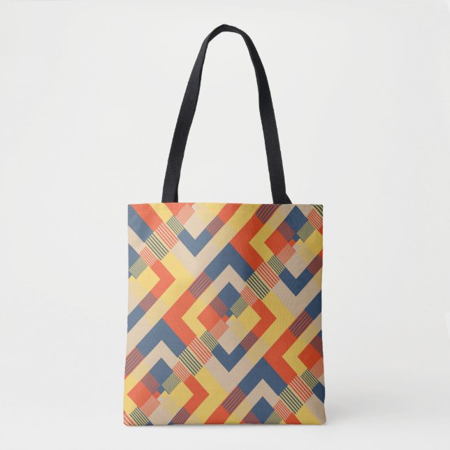Tote Bag Bleu jaune beige (Devant)